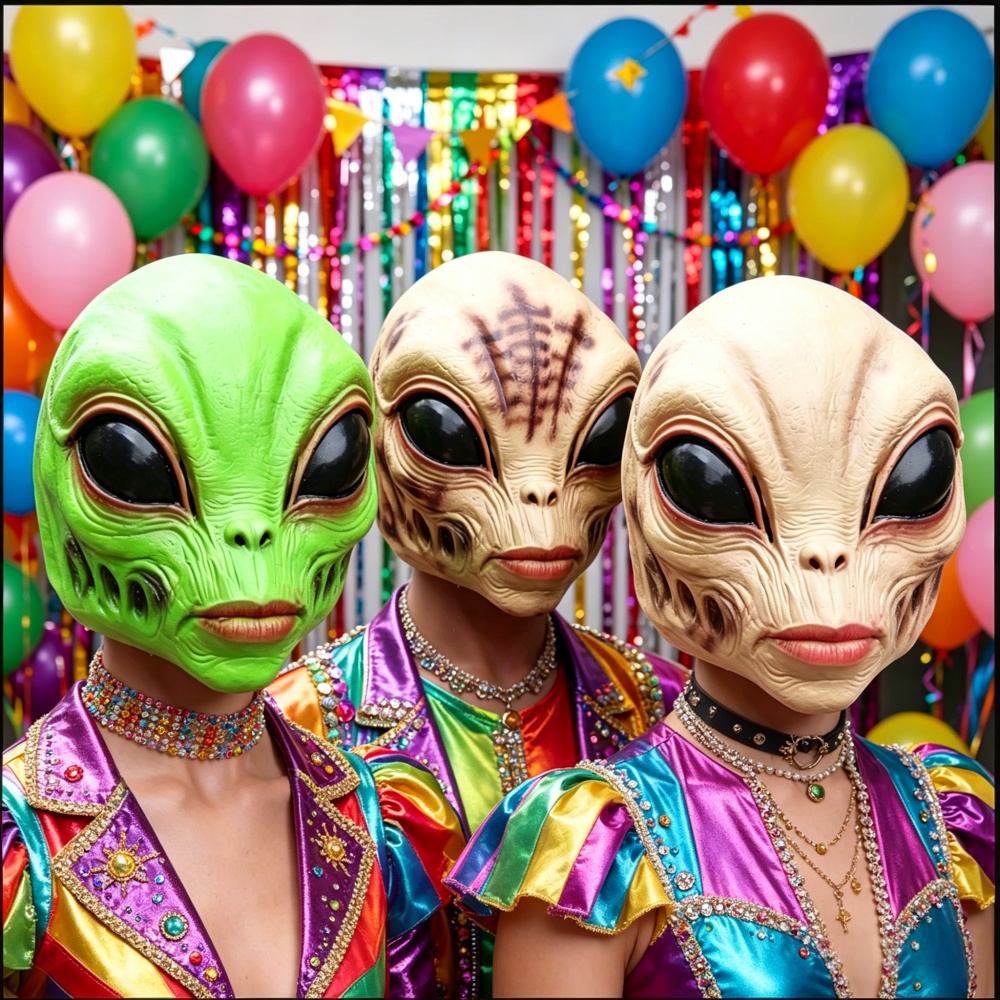 Latex Alien Mask Realistic - Halloween Alien Mask Party Costume Spooky
