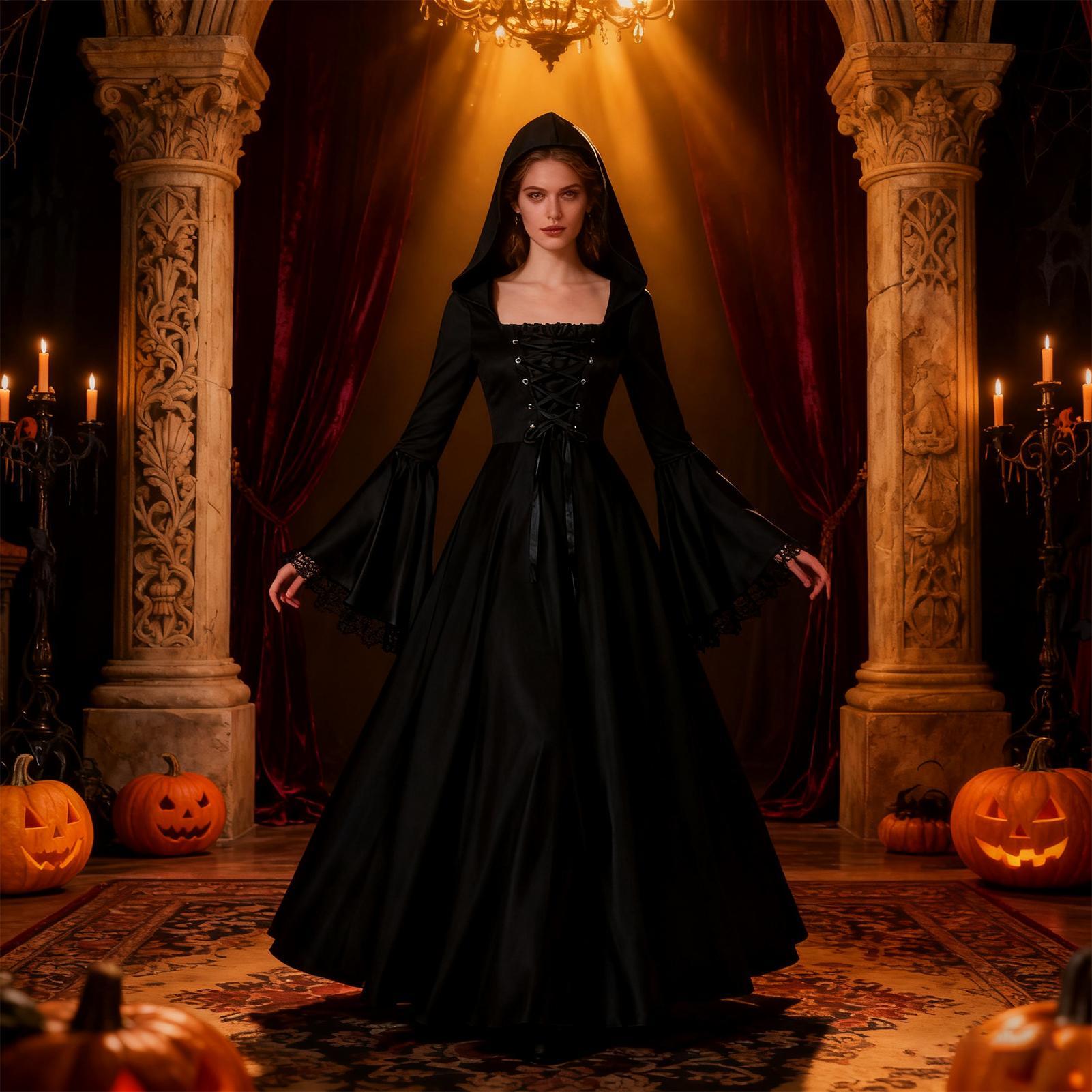 Halloween Witch Costume Mediev - Medieval Renaissance Dress Women recension och pris