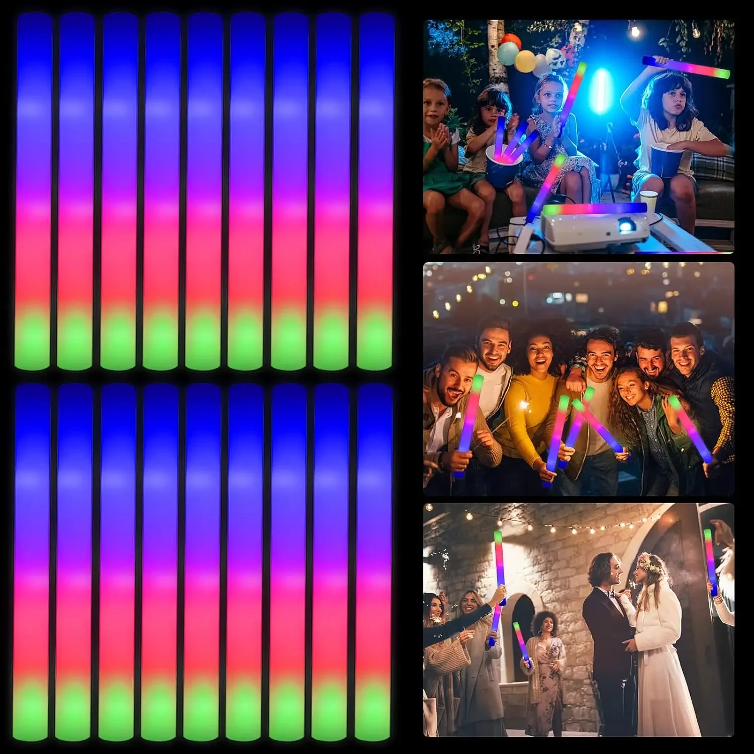 2Z-50PCS Led Foam Glow Sticks  - Flashing Led Foam Sticks Party recension och pris